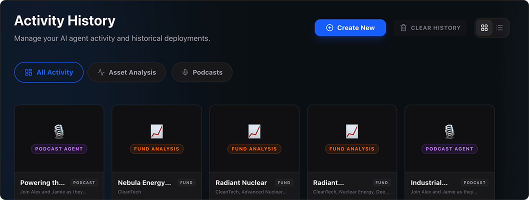 Activity History Dashboard