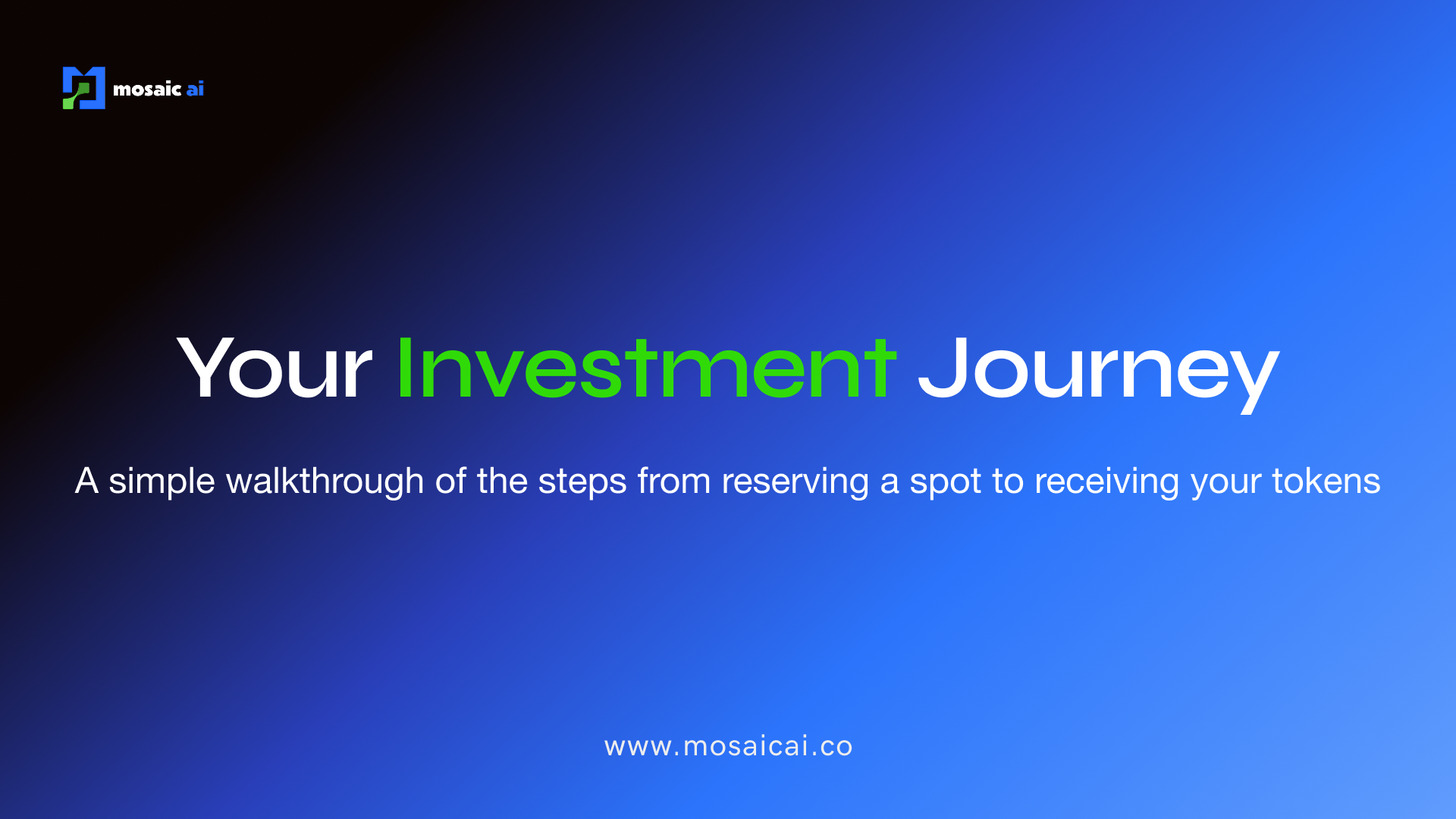 Your Investment Journey - A simple walkthrough of the steps from reserving a spot to receiving your tokens