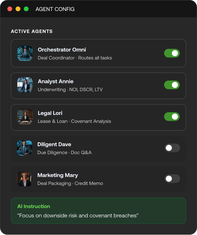 Agent configuration console